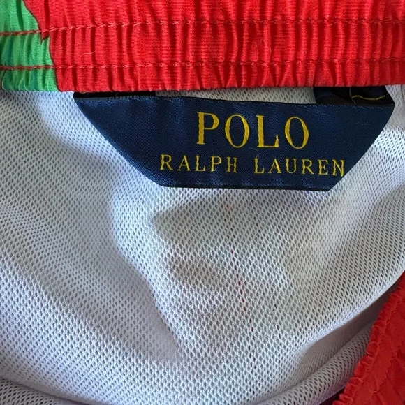 Ralph Lauren Red Floral Drawstring Swim Trunks - Picture 3 of 7